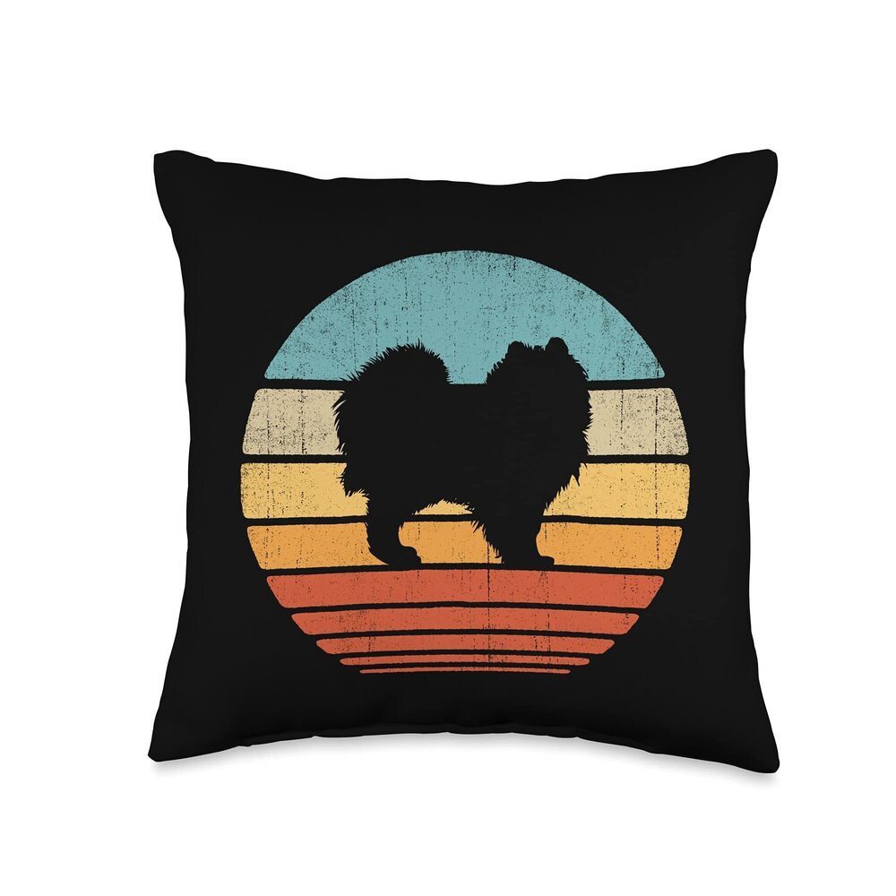 8577 Samoyed Retro Vintage 60s 70s Sunset Dog Lovers Throw Pillow